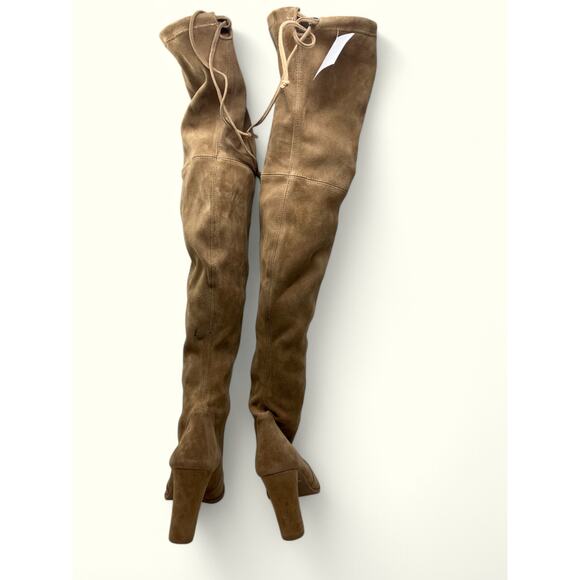 Stuart Weitzman Suede Hiline Over the Knee High Heel Boot Tan Women's Size 5.5 - Picture 5 of 5